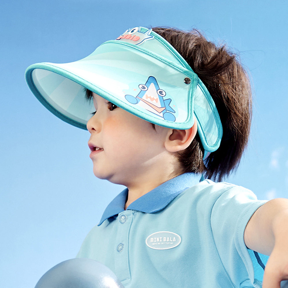 Teal Whale theme soft Fabric Visor Hat for Kids& Toddlers