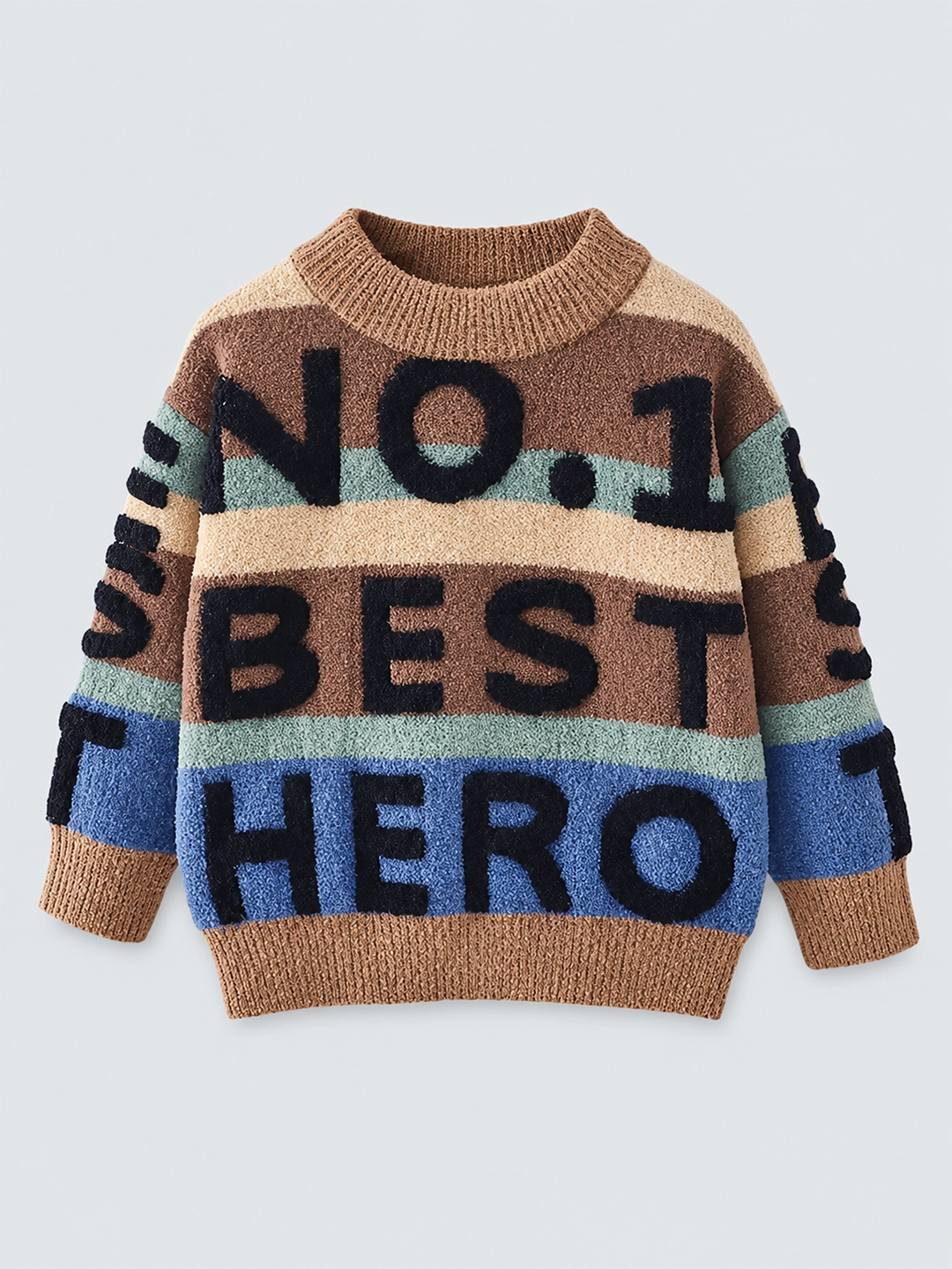 Brown No 1 Hero themed Knitted Warmer Cardigan Sweater for Kids