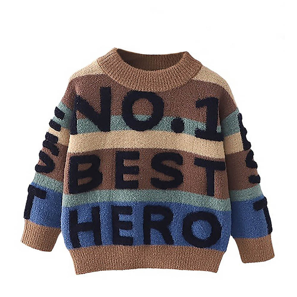 Brown No 1 Hero themed Knitted Warmer Cardigan Sweater for Kids