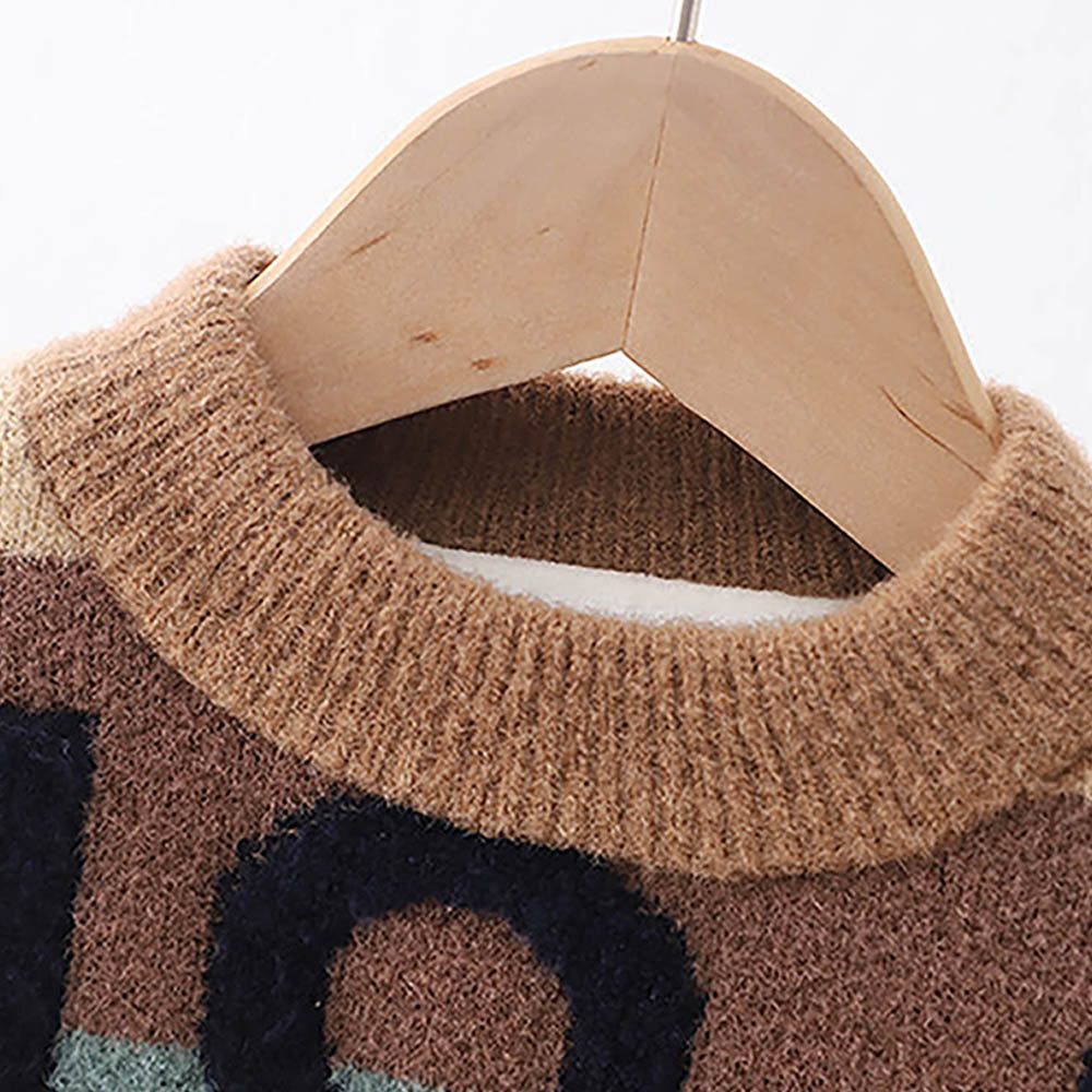 Brown No 1 Hero themed Knitted Warmer Cardigan Sweater for Kids