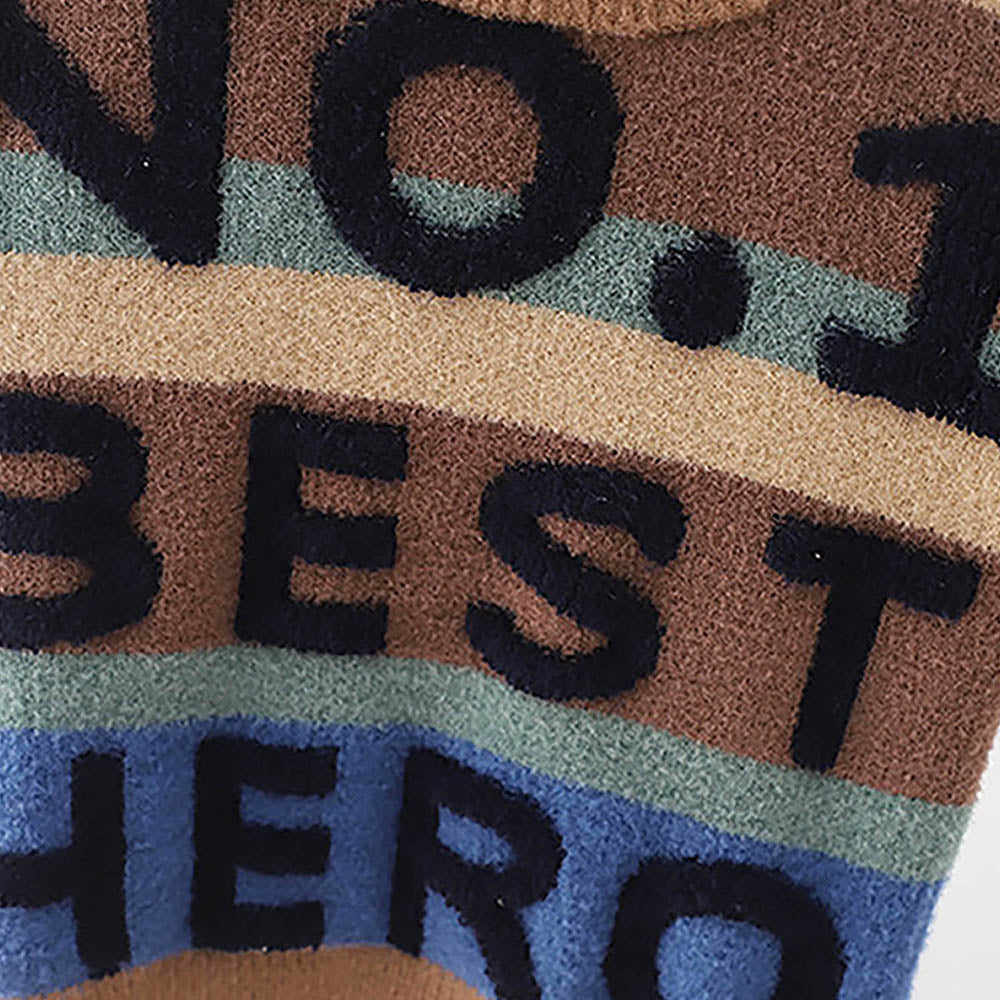 Brown No 1 Hero themed Knitted Warmer Cardigan Sweater for Kids
