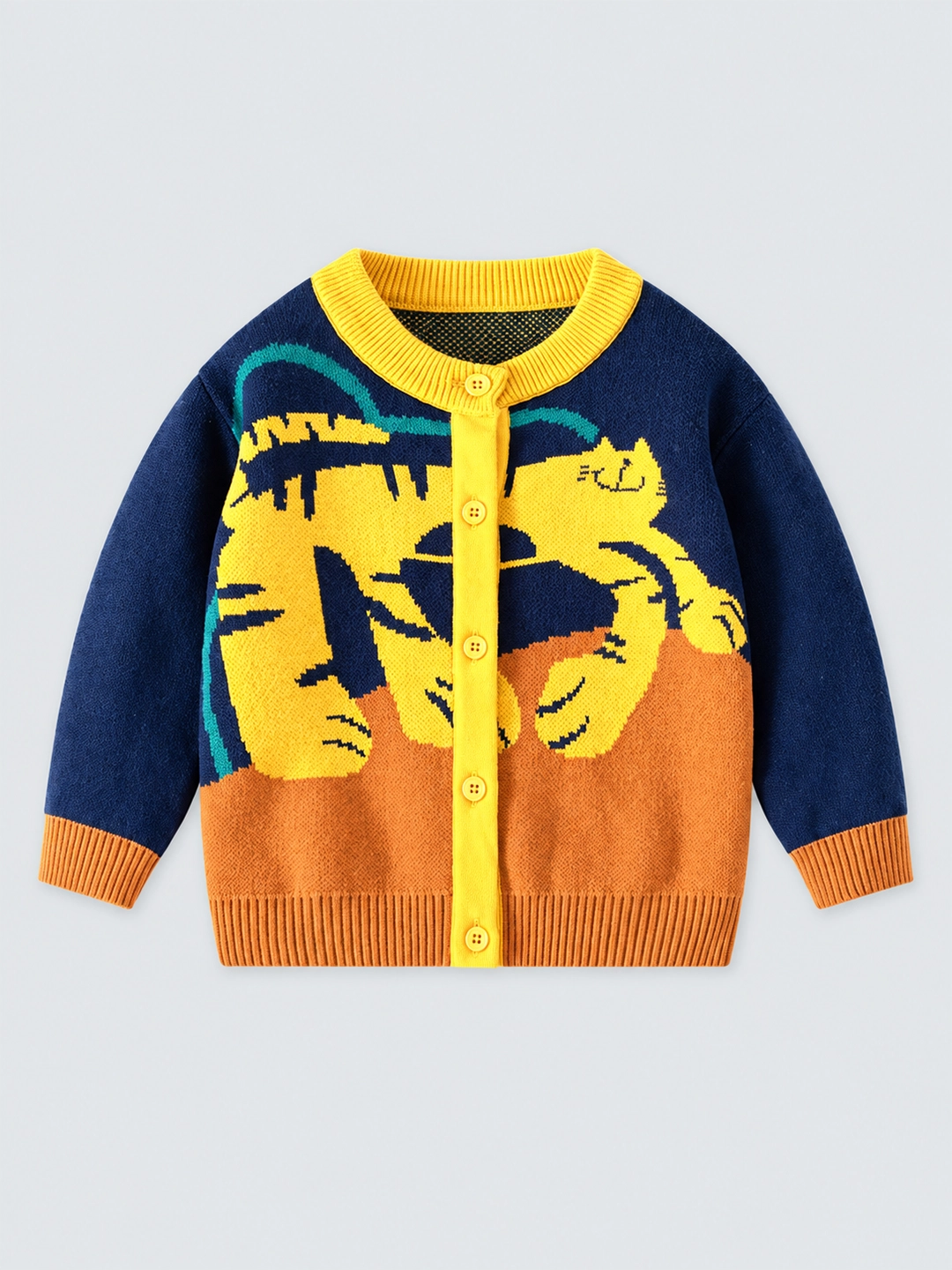 Blue & Orange In the Wild Theme Cardigan/Warmer/Sweater for Toddlers & Kids