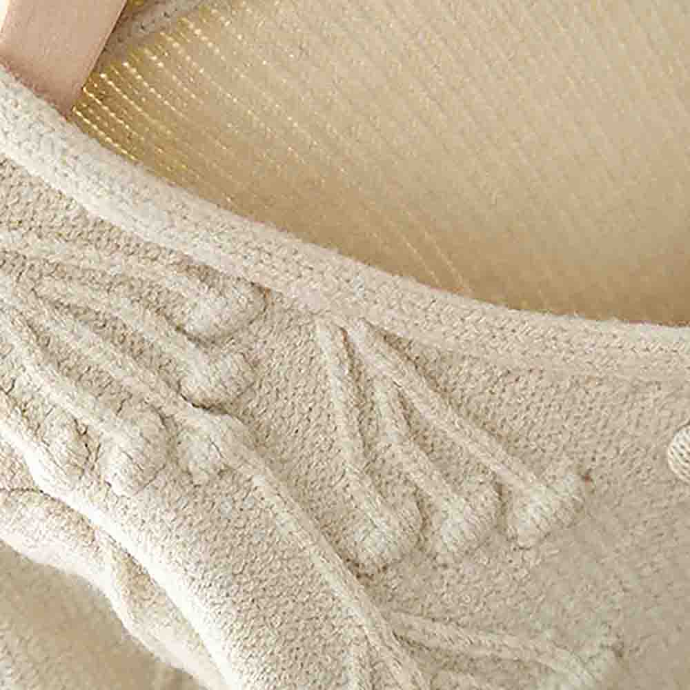 Cream Furry Knitted cardigan Sweater for Kids