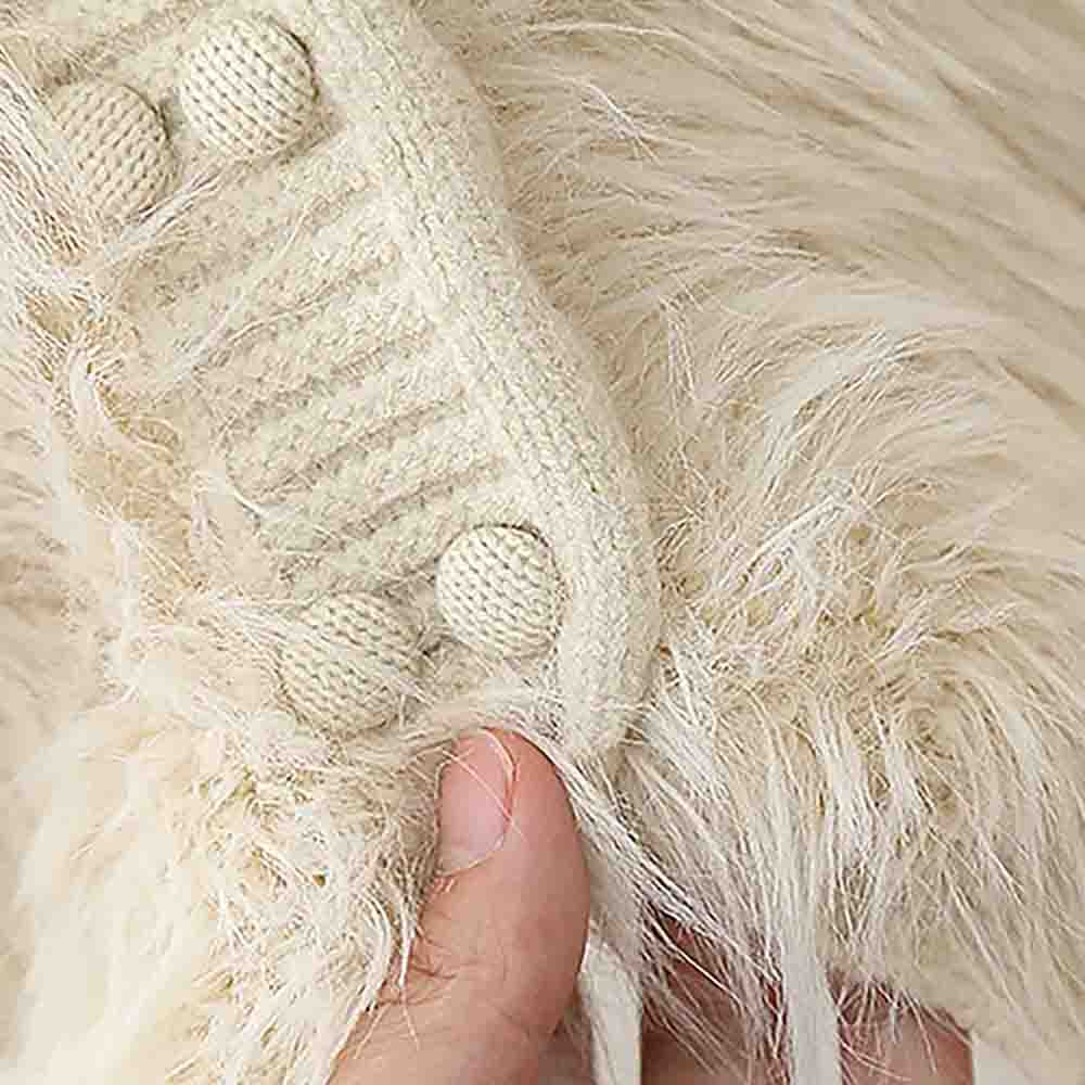 Cream Furry Knitted cardigan Sweater for Kids