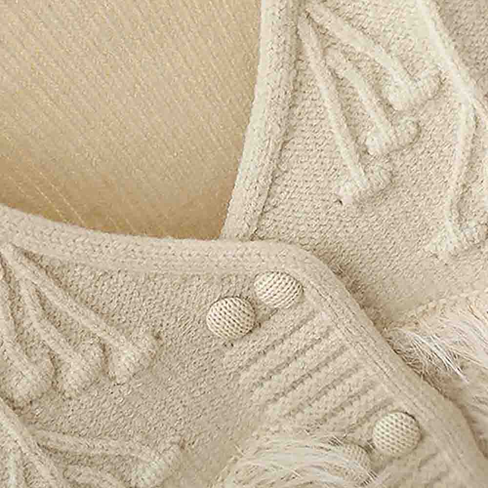 Cream Furry Knitted cardigan Sweater for Kids