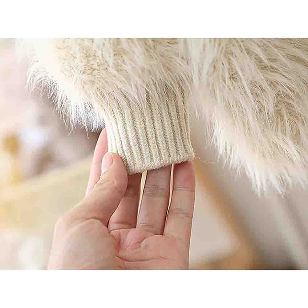 Cream Furry Knitted cardigan Sweater for Kids