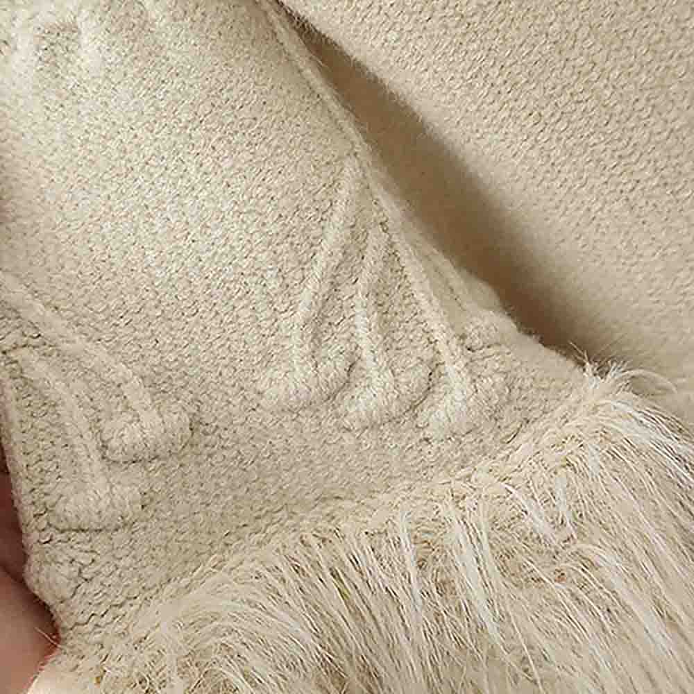 Cream Furry Knitted cardigan Sweater for Kids