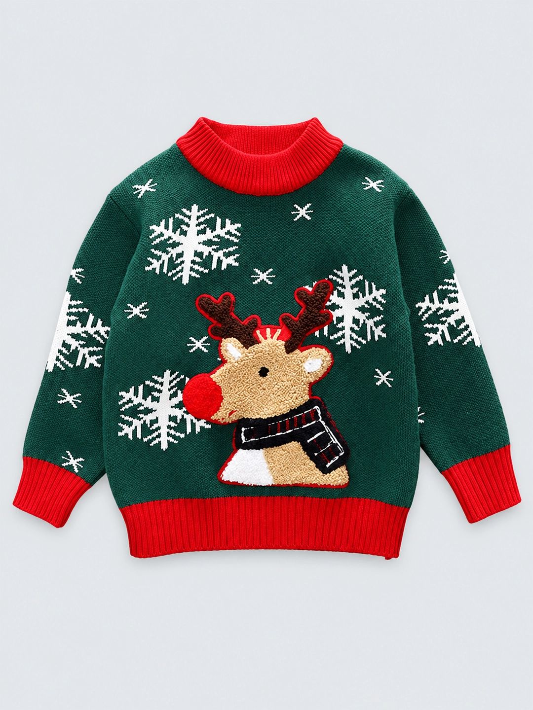 سترة دافئة من Green Flakes Reindeer، كارديجان وسترة عيد الميلاد للأطفال