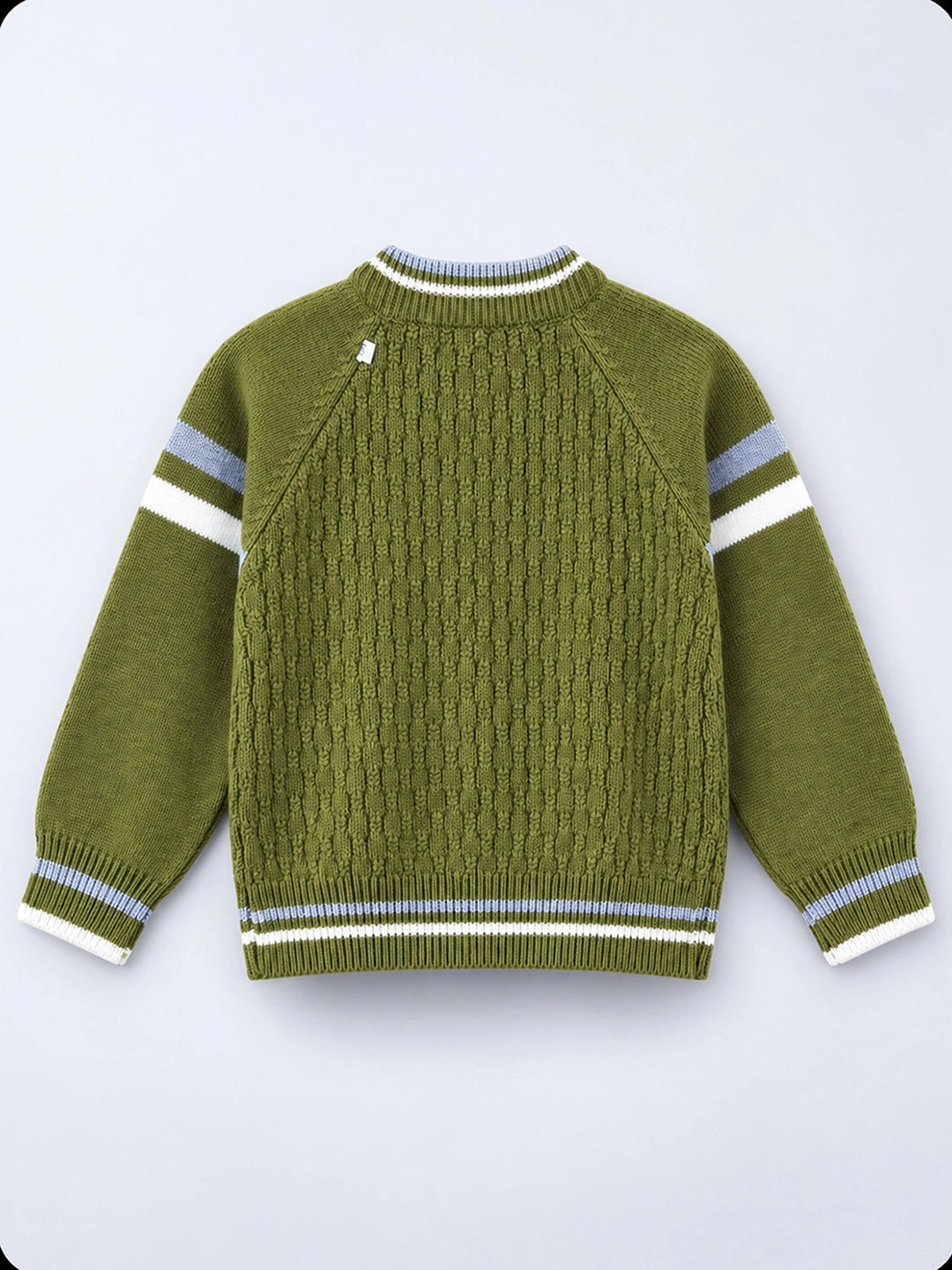 Olive Green Bear Cap Winter Cardigan Sweater for Kids