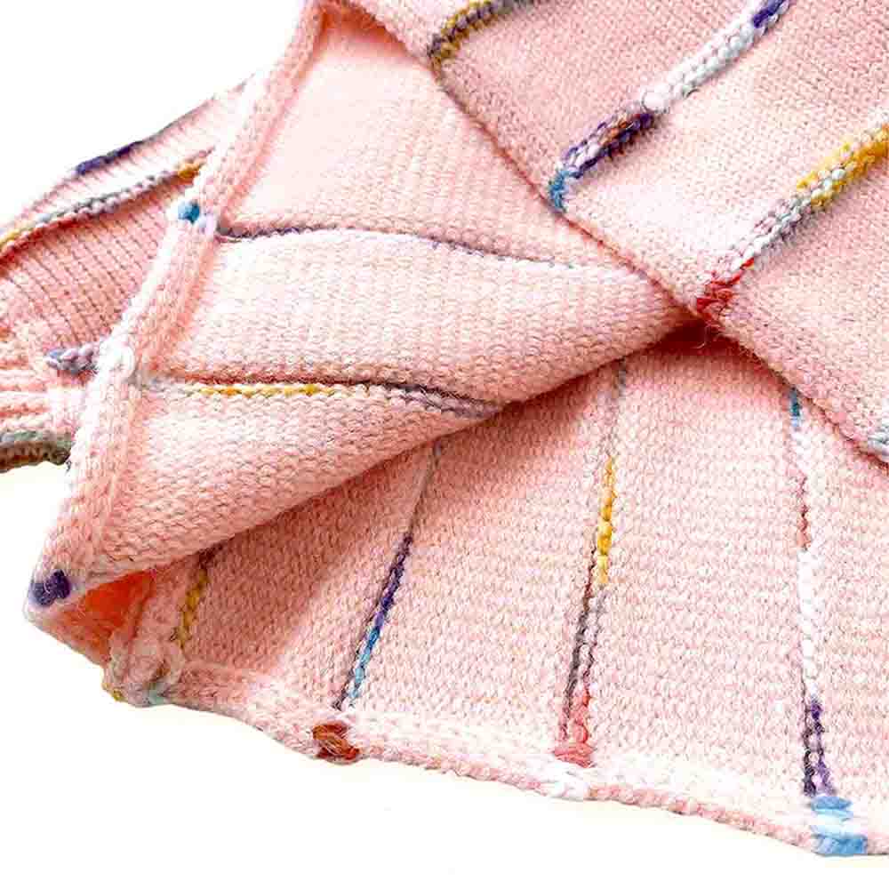 Oversized Flaired Peach Tulips Knitted Warmer Cardigan with matching Hairclip