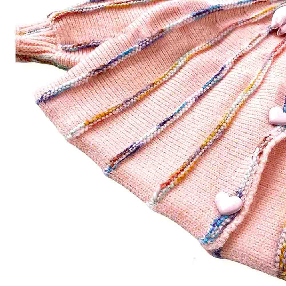 Oversized Flaired Peach Tulips Knitted Warmer Cardigan with matching Hairclip