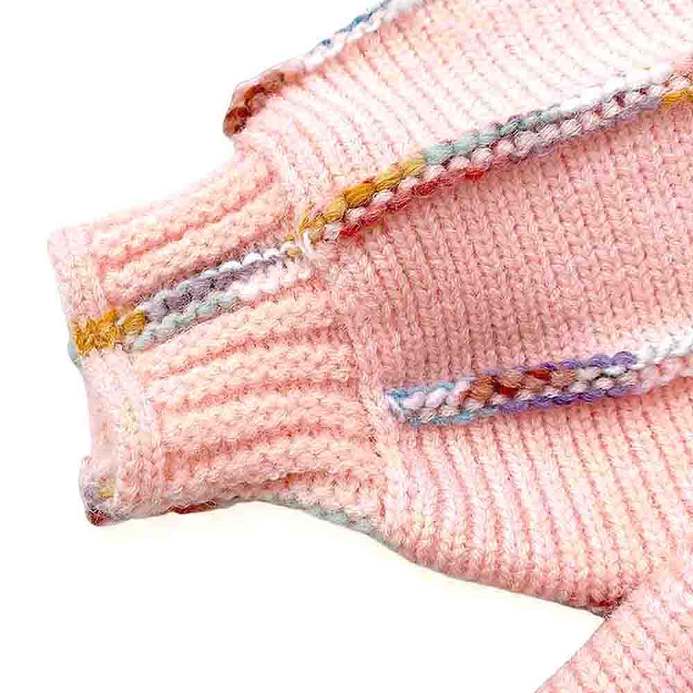 Oversized Flaired Peach Tulips Knitted Warmer Cardigan with matching Hairclip
