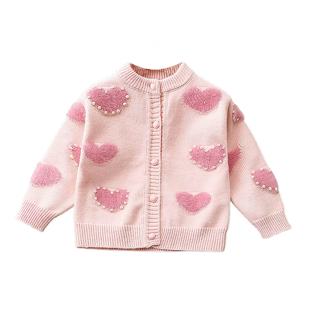 Baby Pink Pearl Hearts Warmer cardigan Sweater for Kids