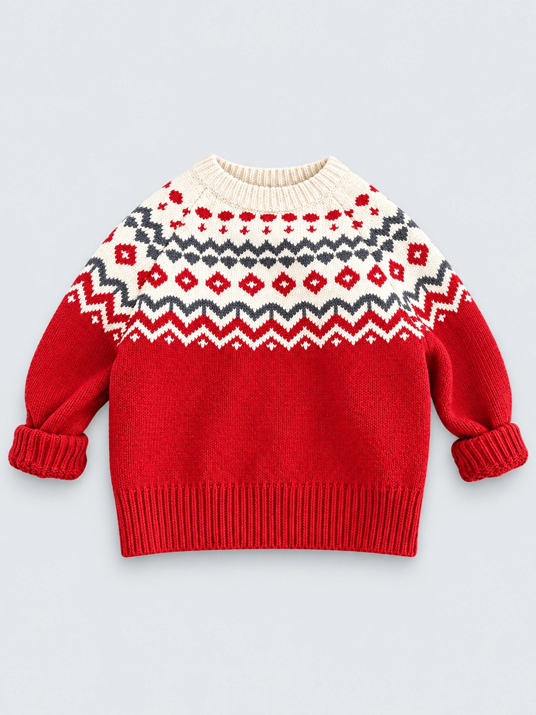 Red & Cream Diamond Warmer, Cardigan & Christmas Sweater for Kids