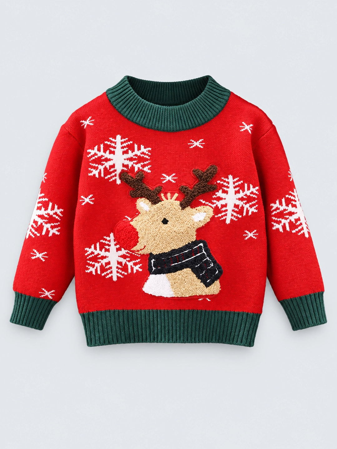 Red Flakes Reindeer Warmer, Cardigan & Christmas Sweater for Kids