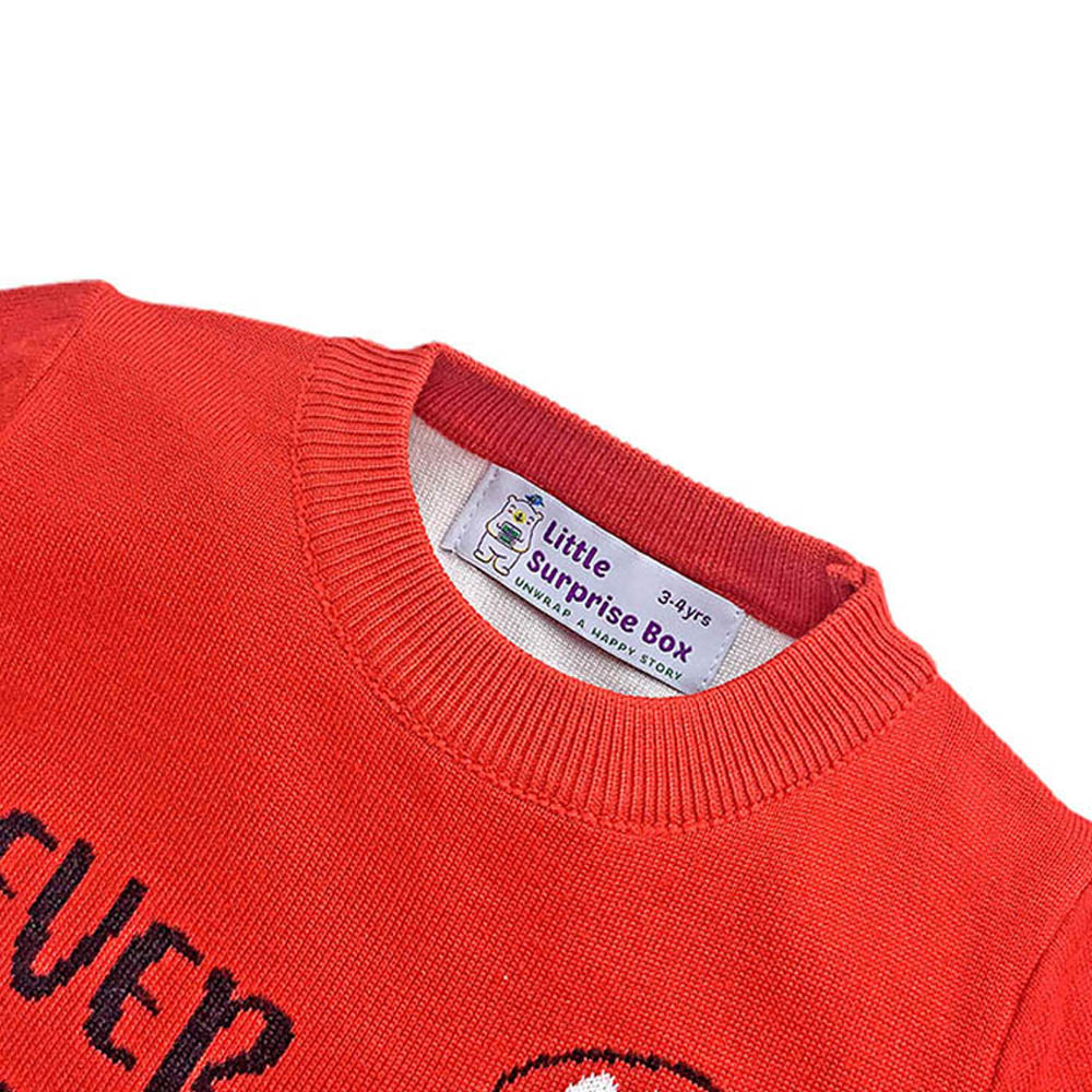 Red Rolling Dino cardigan Sweater for Kids