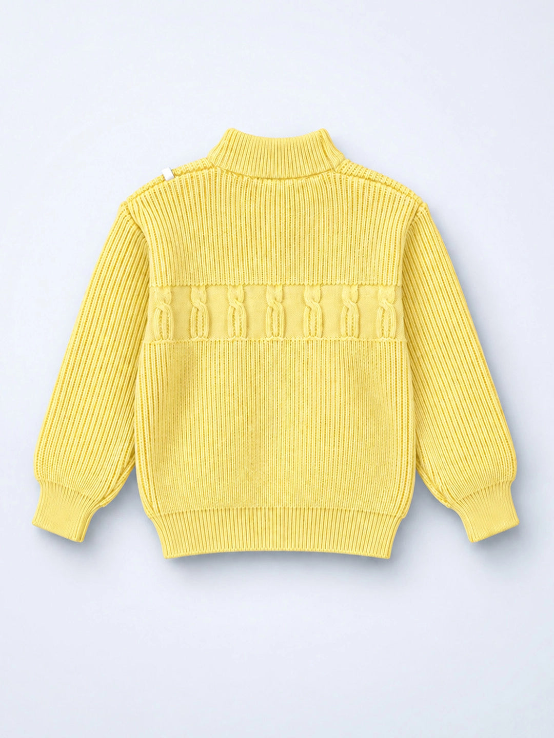Yellow Bow & Pom-Pom Knitted Winter Cardigan Sweater for Girls
