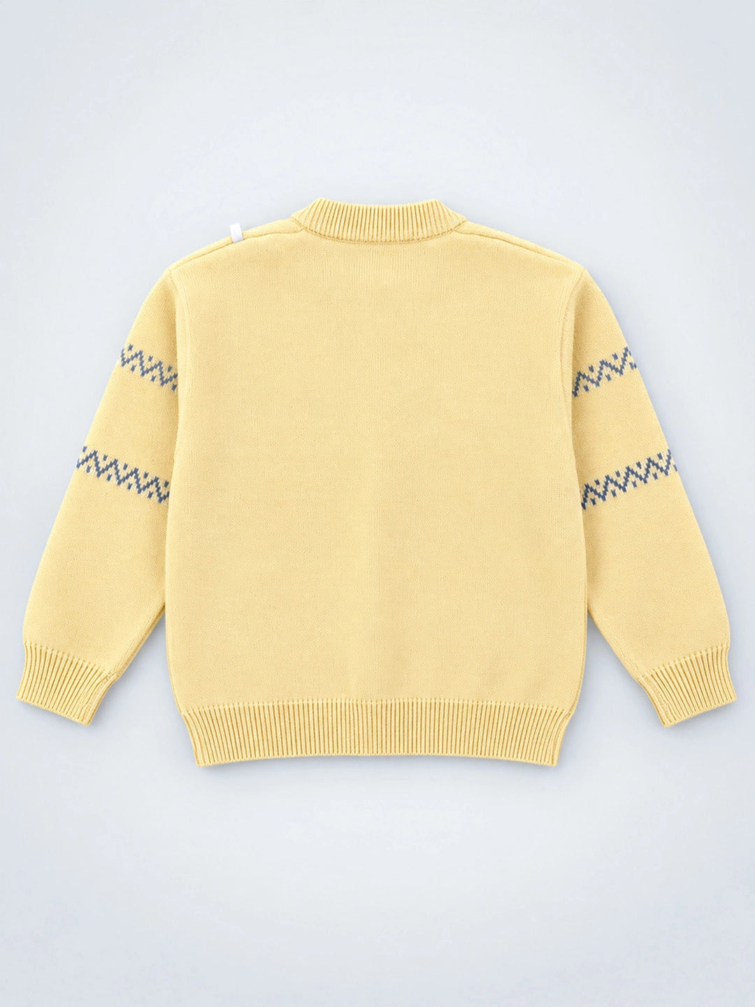 Pastel Yellow Floral Knitted Winter Cardigan Sweater for Kids