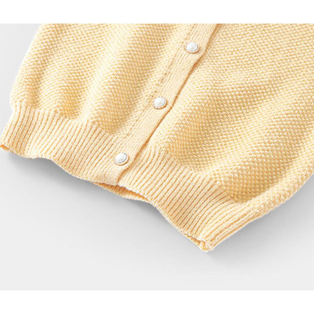 Yellow Floral Puff Style Stylish Warmer Cardigan & Christmas Sweater for toddlers & Kids