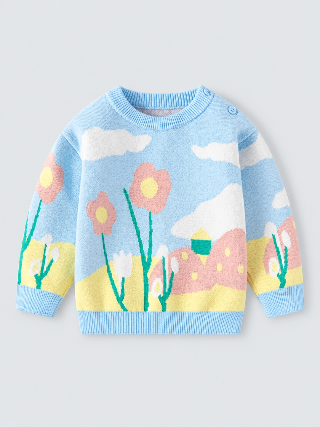 Blue Flower Bloom theme Warmer Cardigan & Christmas Sweater for toddlers & Kids
