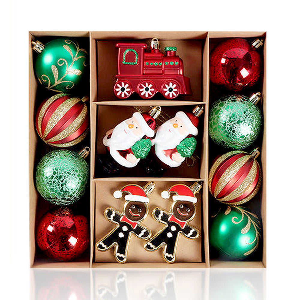 13pcs Gingerbread Santa themed  assorted Christmas Tree Balls & xmas decoration set