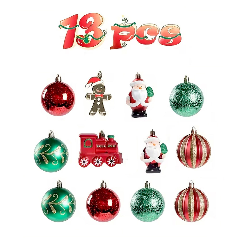 13pcs Gingerbread Santa themed  assorted Christmas Tree Balls & xmas decoration set