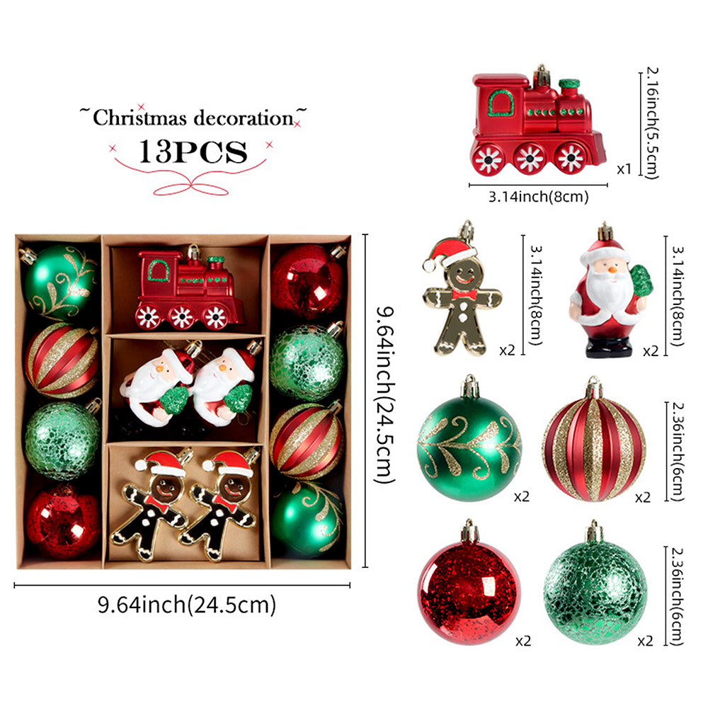 13pcs Gingerbread Santa themed  assorted Christmas Tree Balls & xmas decoration set