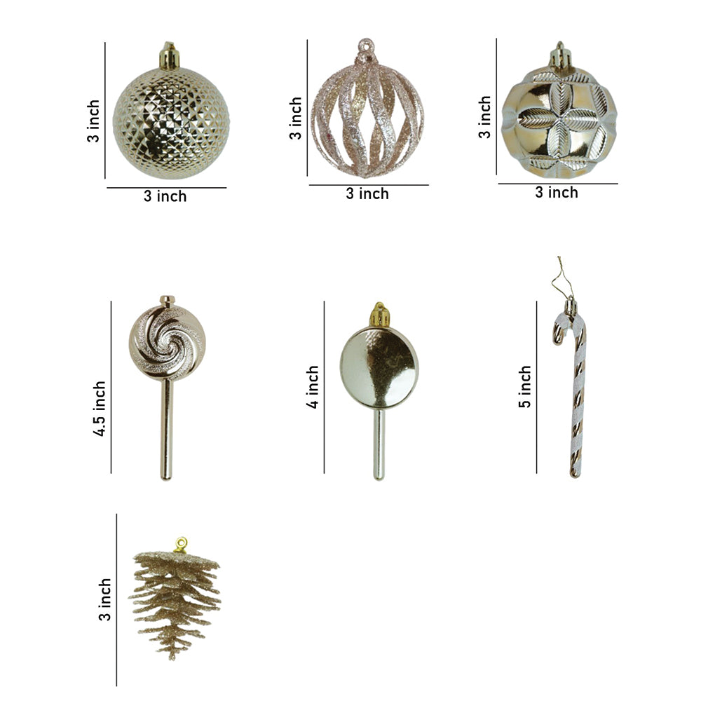 14 pcs  Champagne Gold & white  themed Christmas Balls tree hanging, XMAS Decoration set.