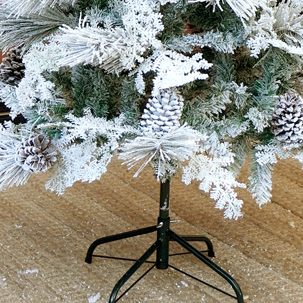 4.9 feet Flat Long Snowy Leaves  Xmas Tree , 150 Cms with 400 Branch Tips,  Christmas Tree Décor