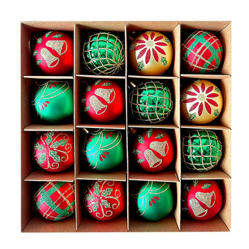16pcs Red Green Gold print Christmas Tree ornaments XMAS Tree decoration set