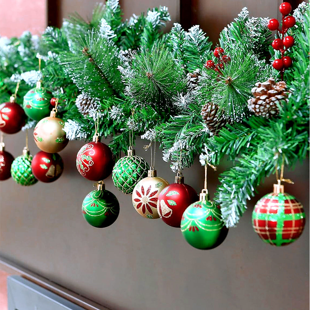 16pcs Red Green Gold print Christmas Tree ornaments XMAS Tree decoration set
