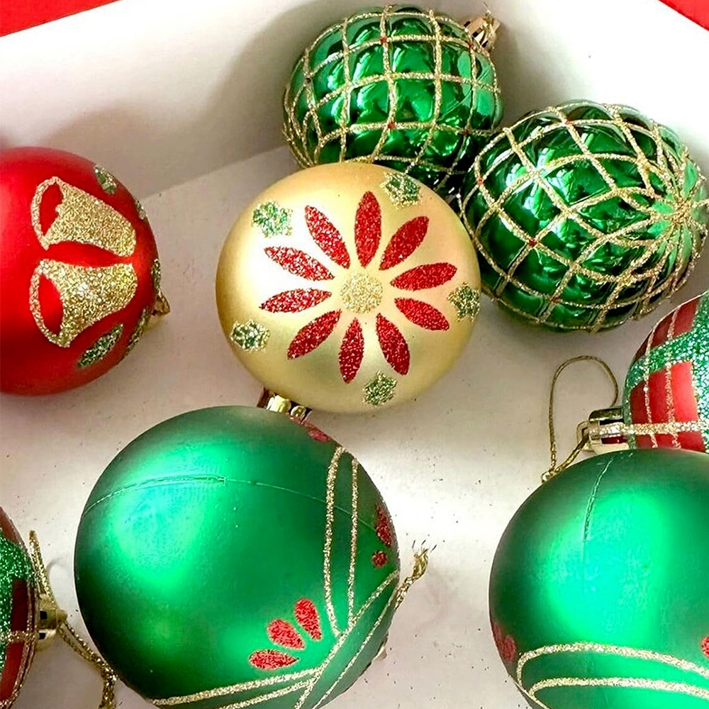 16pcs Red Green Gold print Christmas Tree ornaments XMAS Tree decoration set