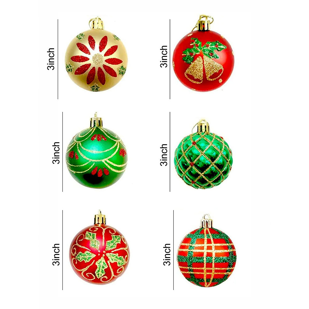 16pcs Red Green Gold print Christmas Tree ornaments XMAS Tree decoration set