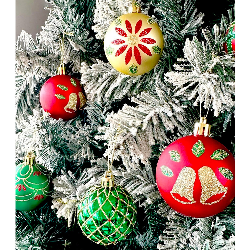 16pcs Red Green Gold print Christmas Tree ornaments XMAS Tree decoration set
