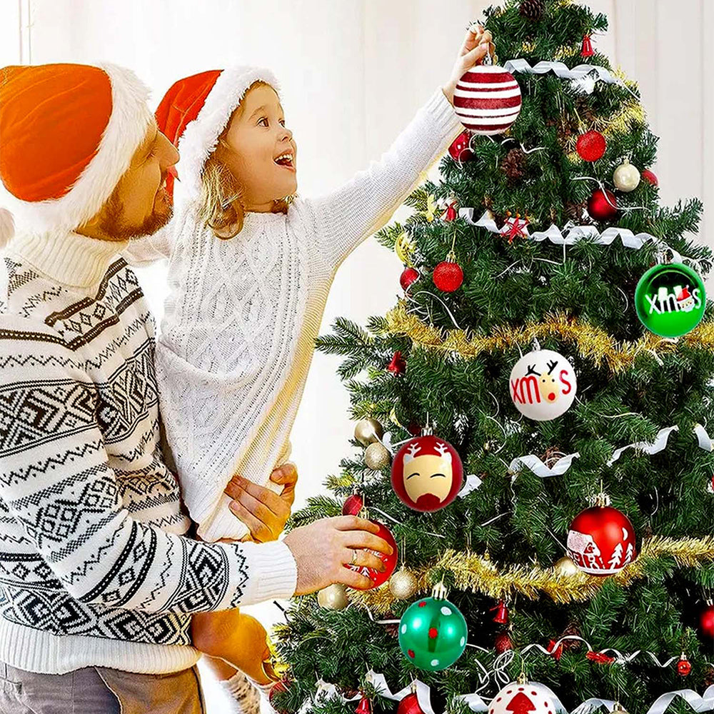 16pcs White, Red & Green printed Christmas Tree ornaments XMAS Tree decoration set