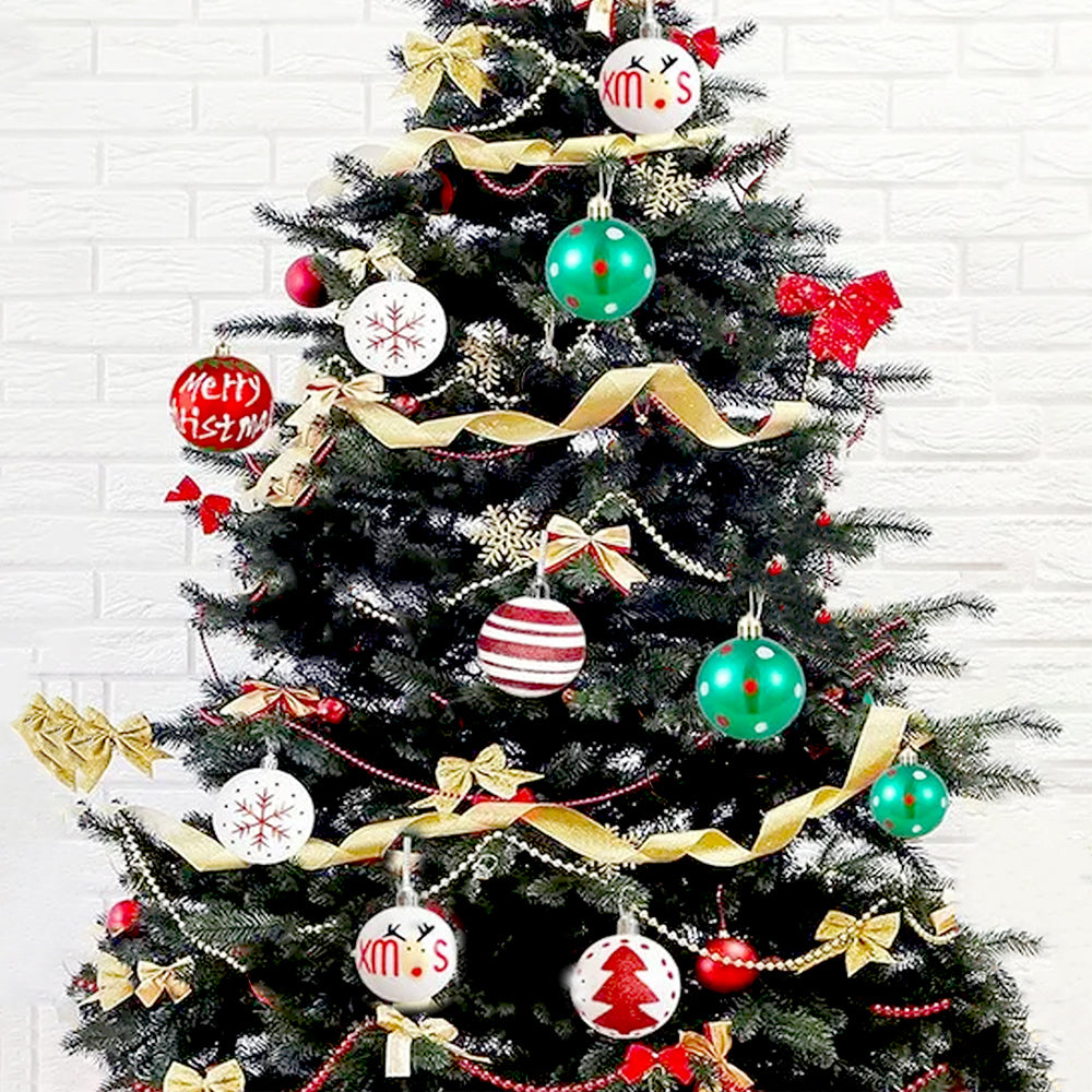 16pcs White, Red & Green printed Christmas Tree ornaments XMAS Tree decoration set