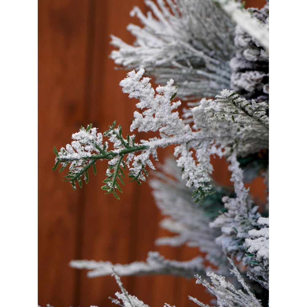 5.9 feet Bushy Long Snowy Leaves Xmas Tree with 8 free Wired Red Poinsetta Flower Tips, 180 cms with 550 Branch Tips ,christmas Tree Décor
