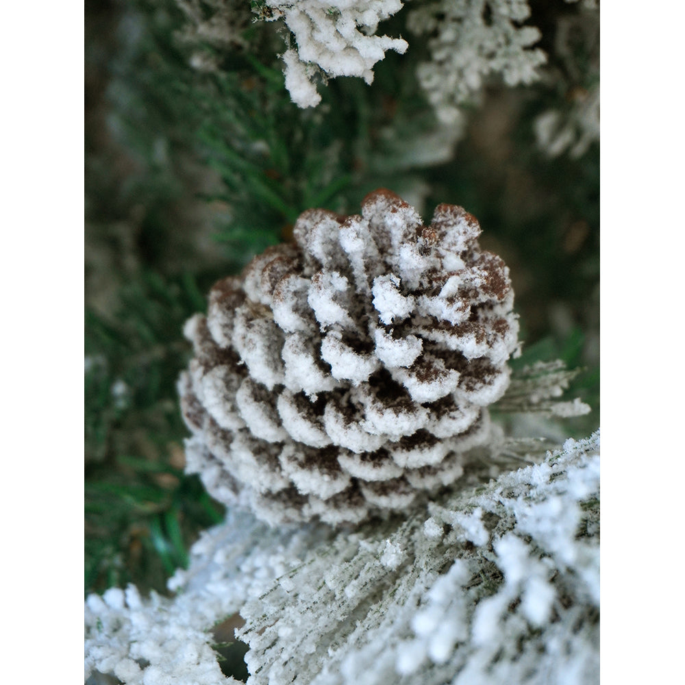 5.9 feet Bushy Long Snowy Leaves Xmas Tree with 8 free Wired Red Poinsetta Flower Tips, 180 cms with 550 Branch Tips ,christmas Tree Décor