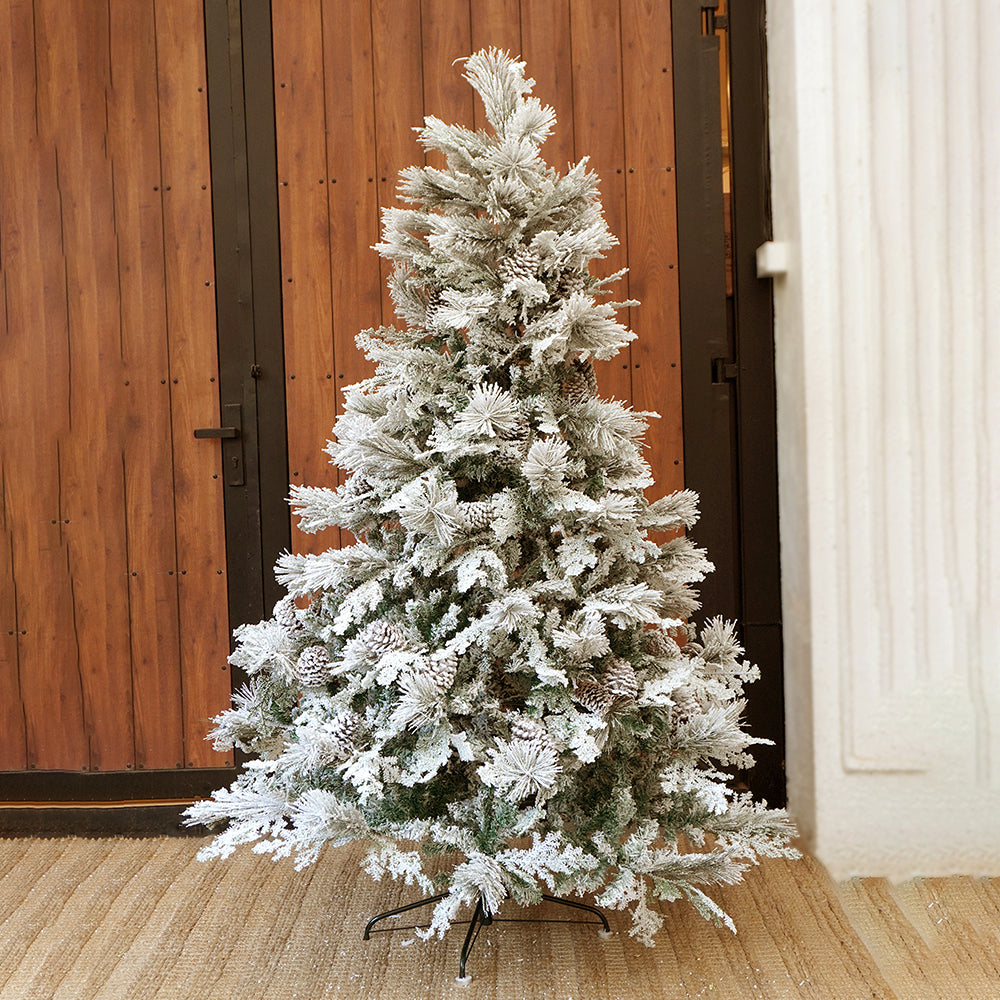 6.8 feet Heavy Frosty  Long Snowy Leaves Xmas Tree , 210 Cms with 900 Branch Tips,  Christmas Tree Décor