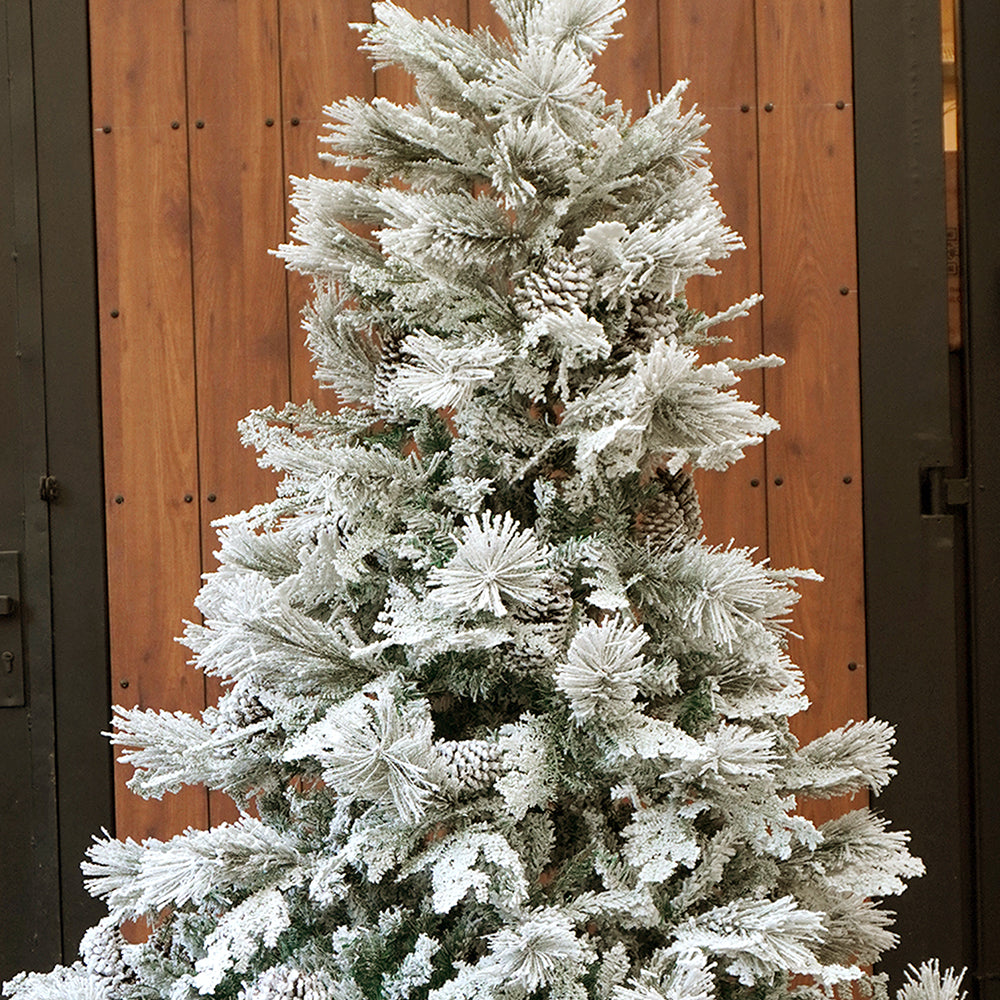 6.8 feet Heavy Frosty  Long Snowy Leaves Xmas Tree , 210 Cms with 900 Branch Tips,  Christmas Tree Décor