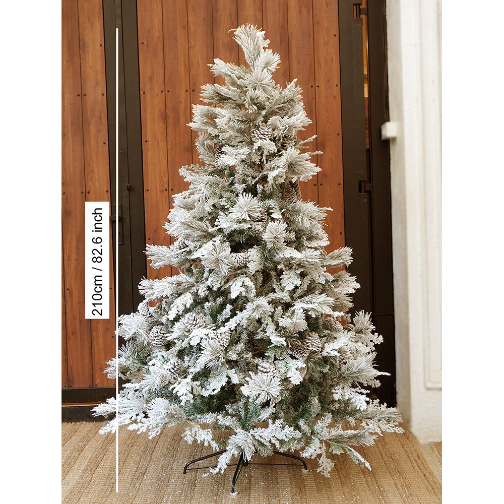 6.8 feet Heavy Frosty  Long Snowy Leaves Xmas Tree , 210 Cms with 900 Branch Tips,  Christmas Tree Décor