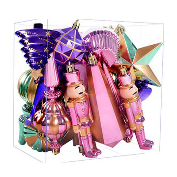 22pcs Pink , Purple, Mint Big Long size  nutcracker assorted Christmas Tree Balls & xmas decoration set