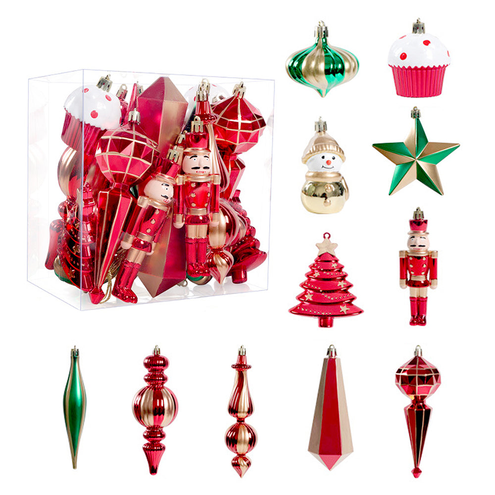 22pcs Red & Green Big Long nutcracker assorted Christmas Tree Balls & xmas decoration set