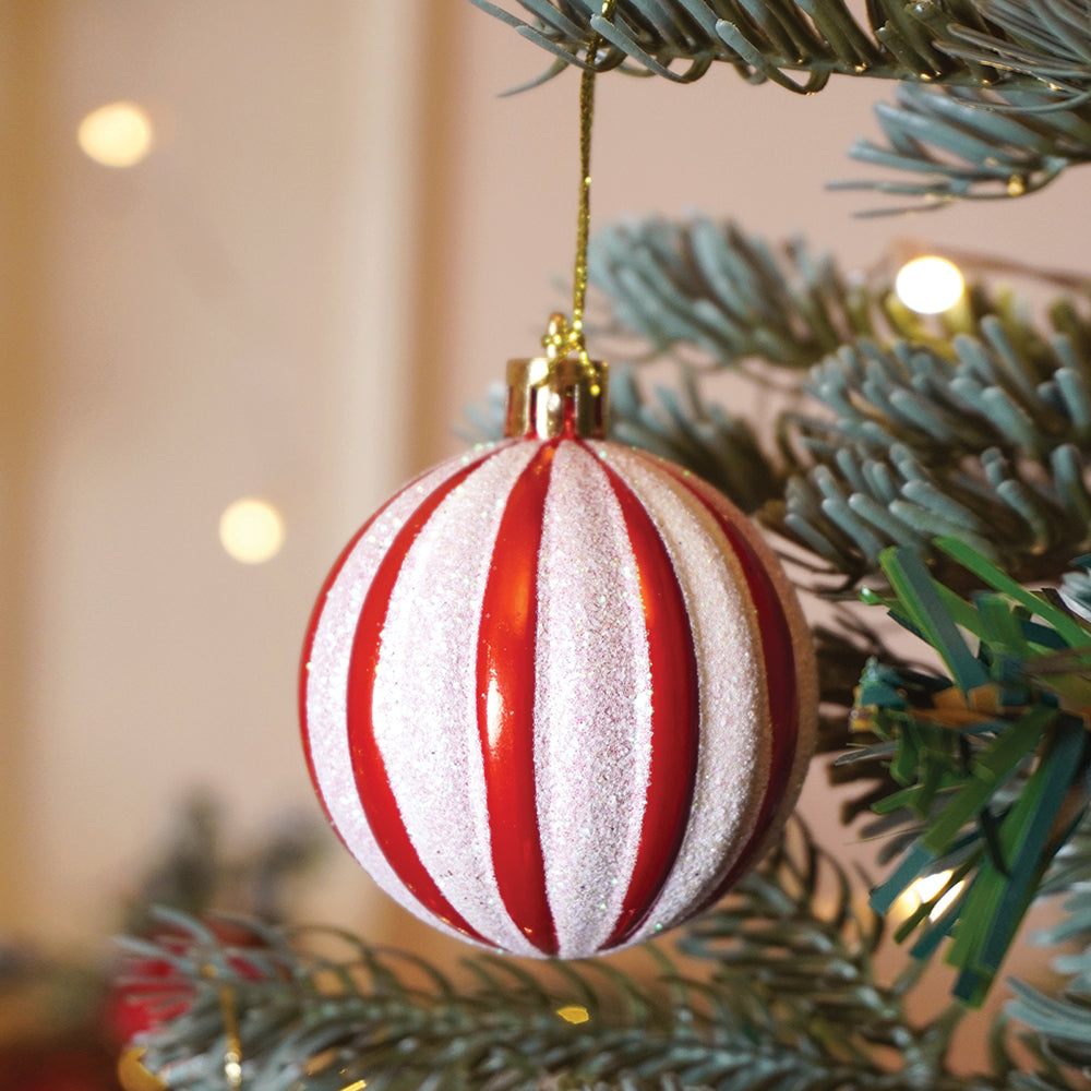 26 pcs Broad Pointed Red White themed Christmas Balls tree hanging, XMAS Decoration set.