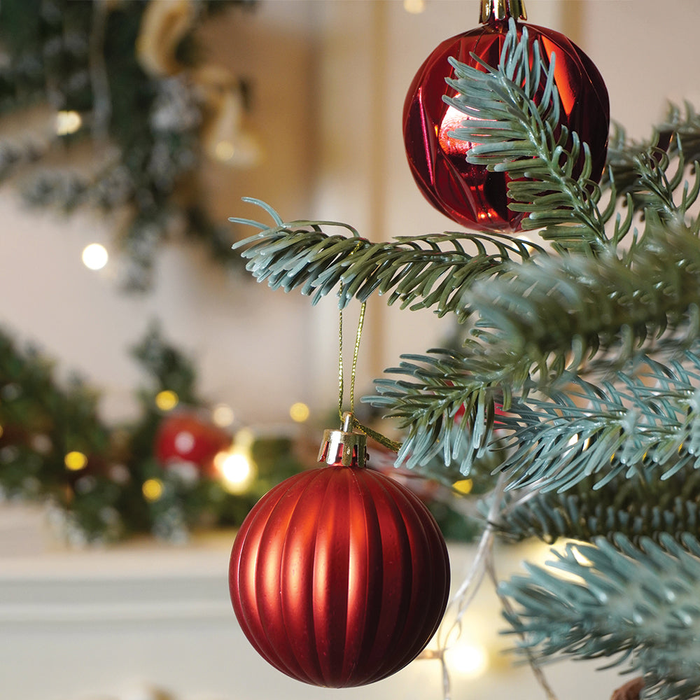 26 pcs Gold Lid Shimmer Red & White themed Christmas Balls tree hanging, XMAS Decoration set.