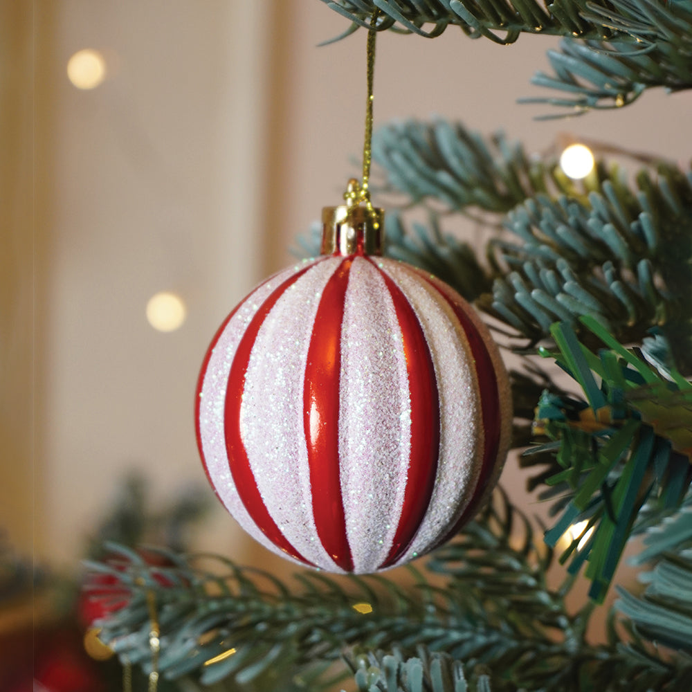 26 pcs Gold Lid Shimmer Red & White themed Christmas Balls tree hanging, XMAS Decoration set.