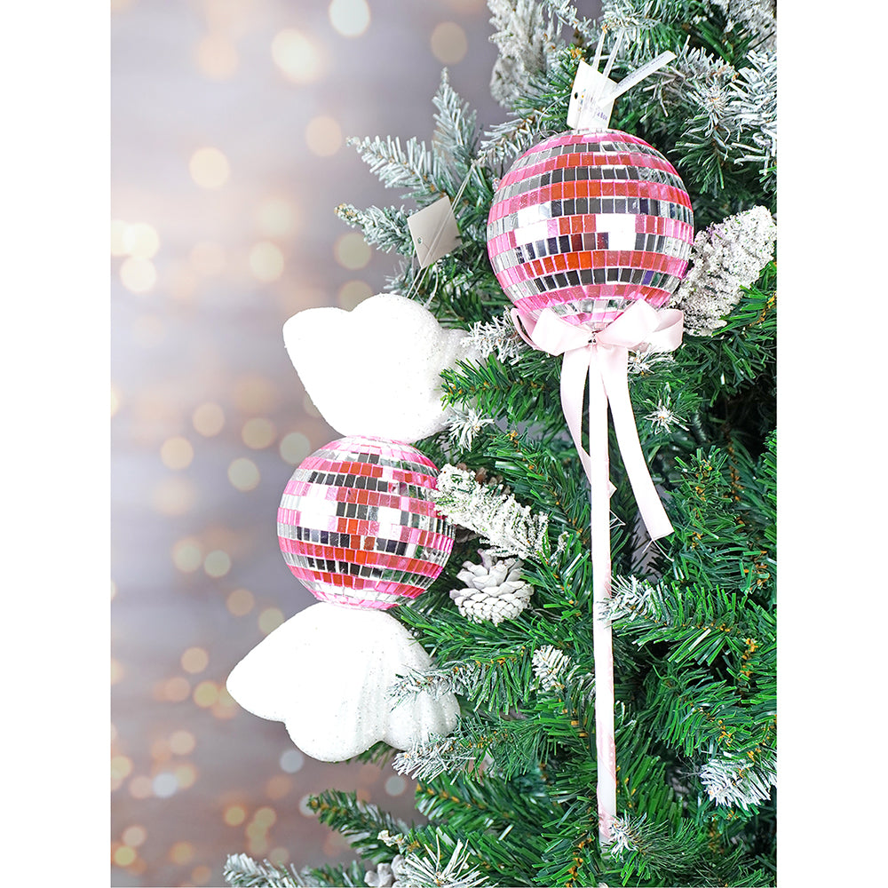 2 pcs Pink Shiny Disco themed Big Size candy shaped Christmas Tree Ornaments