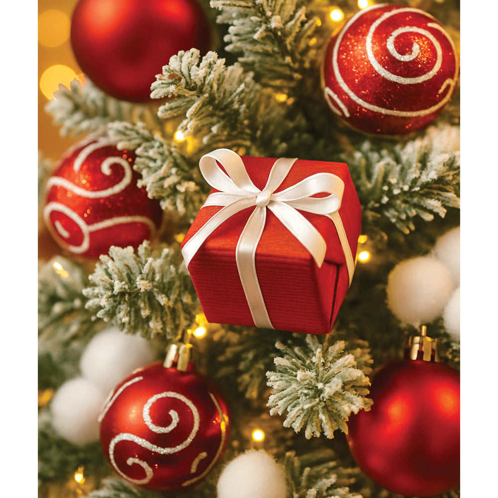 2 feet Red Swirl Frosty Bushy Christmas Tree filled with balls and ornament Fillers