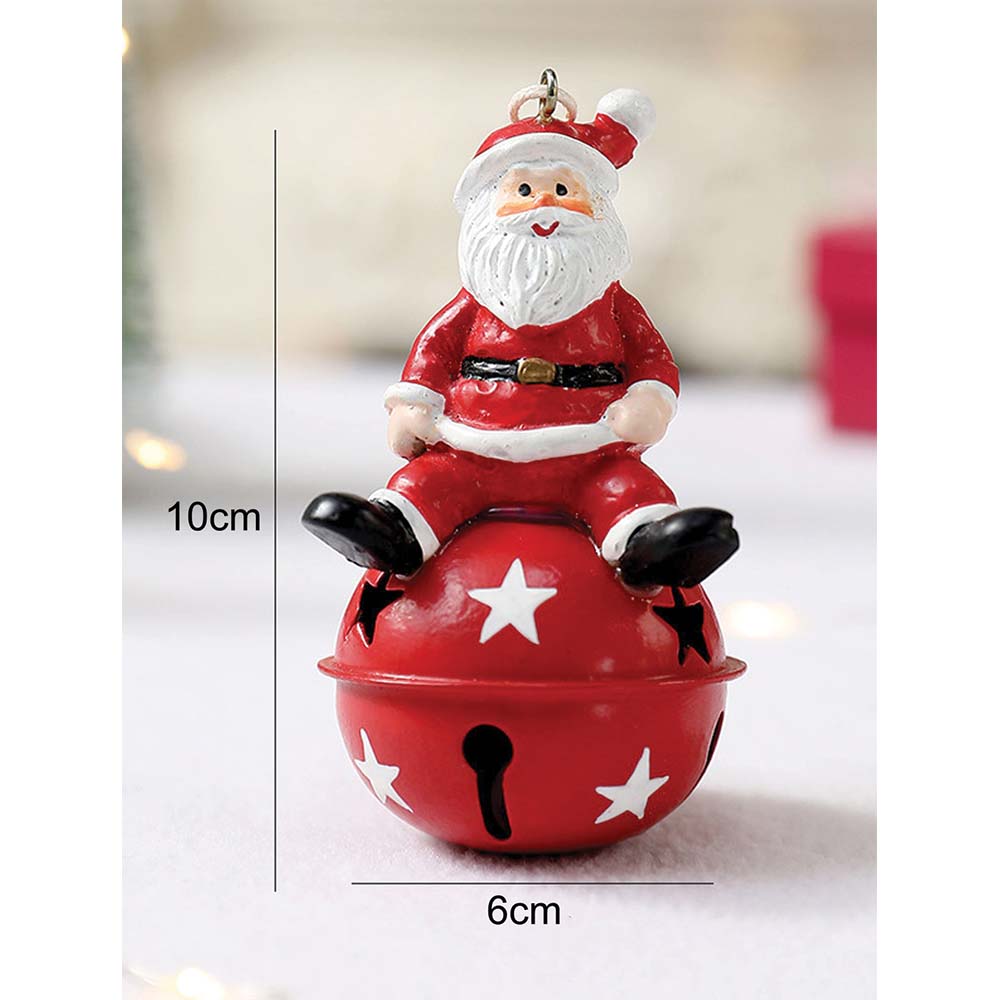 2pcs set of Shiny Red Ringing Metal Bell with sitting Santa Christmas tree Ornaments