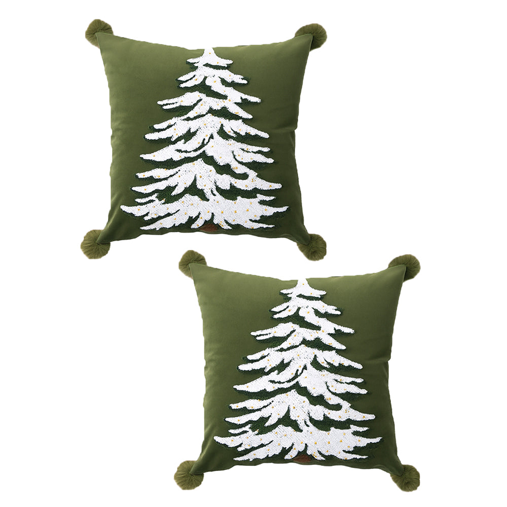 2 Pcs set of  Emroidered & Beadeded christmas Tree  Soft Fluffy XMAS Pillow,  Christmas Sofa Throw and Bedding Décor
